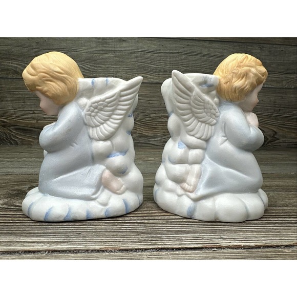 Vintage Praying Angel Children Taper Candle Holders Porcelain Made In Taiwan - Picture 2 of 6